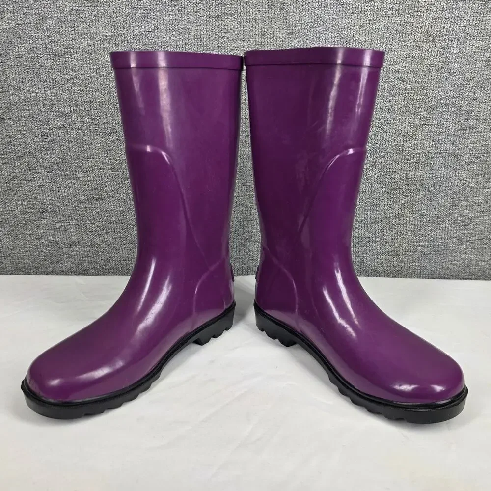 COLUMBIA CHILDREN’S DOWNPOUR RAIN BOOTS PLUM BLACK PURPLE - US SIZE 2
